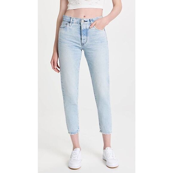 MOUSSY VINTAGE Naval Tapered Mid Rise Jeans light blue 25” - Picture 1 of 11